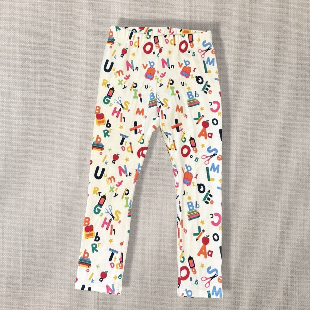 Gymboree Alphabet Print Leggings White Multicolor Toddler Girls 3T School